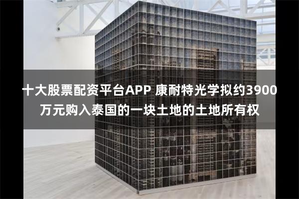 十大股票配资平台APP 康耐特光学拟约3900万元购入泰国的一块土地的土地所有权