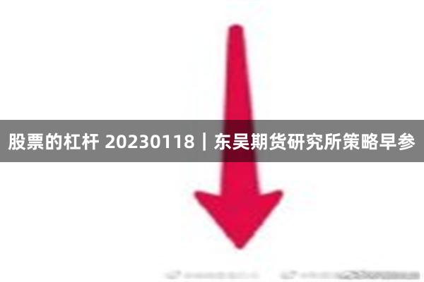 股票的杠杆 20230118｜东吴期货研究所策略早参