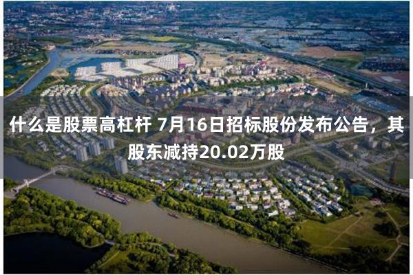 什么是股票高杠杆 7月16日招标股份发布公告，其股东减持20.02万股