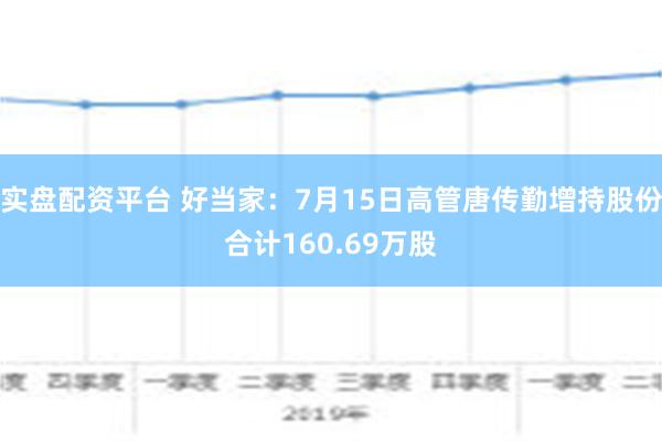 实盘配资平台 好当家：7月15日高管唐传勤增持股份合计160.69万股