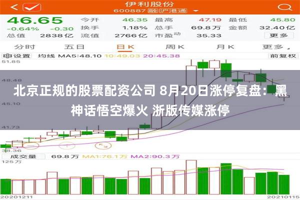 北京正规的股票配资公司 8月20日涨停复盘：黑神话悟空爆火 浙版传媒涨停