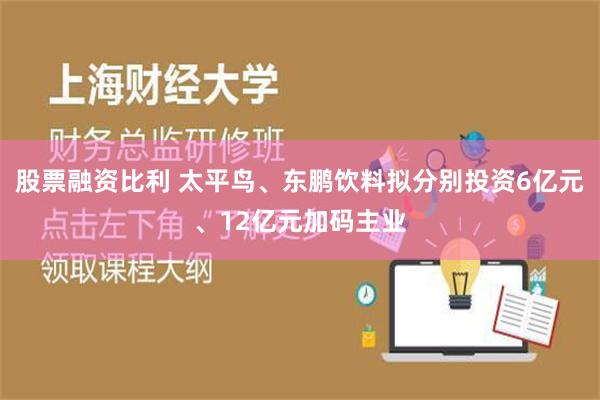 股票融资比利 太平鸟、东鹏饮料拟分别投资6亿元、12亿元加码